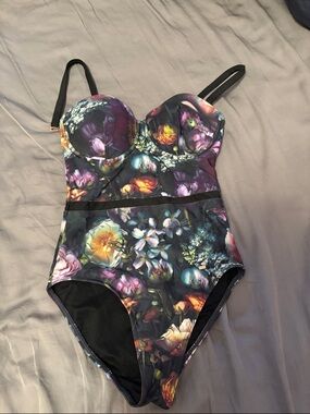 Ted Baker Floral Print One-Piece Swimsuit in Multi-Color